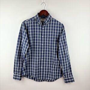 Express Men's Blue Plaid Long Sleeve Button Down Up Dress Shirt Size Small